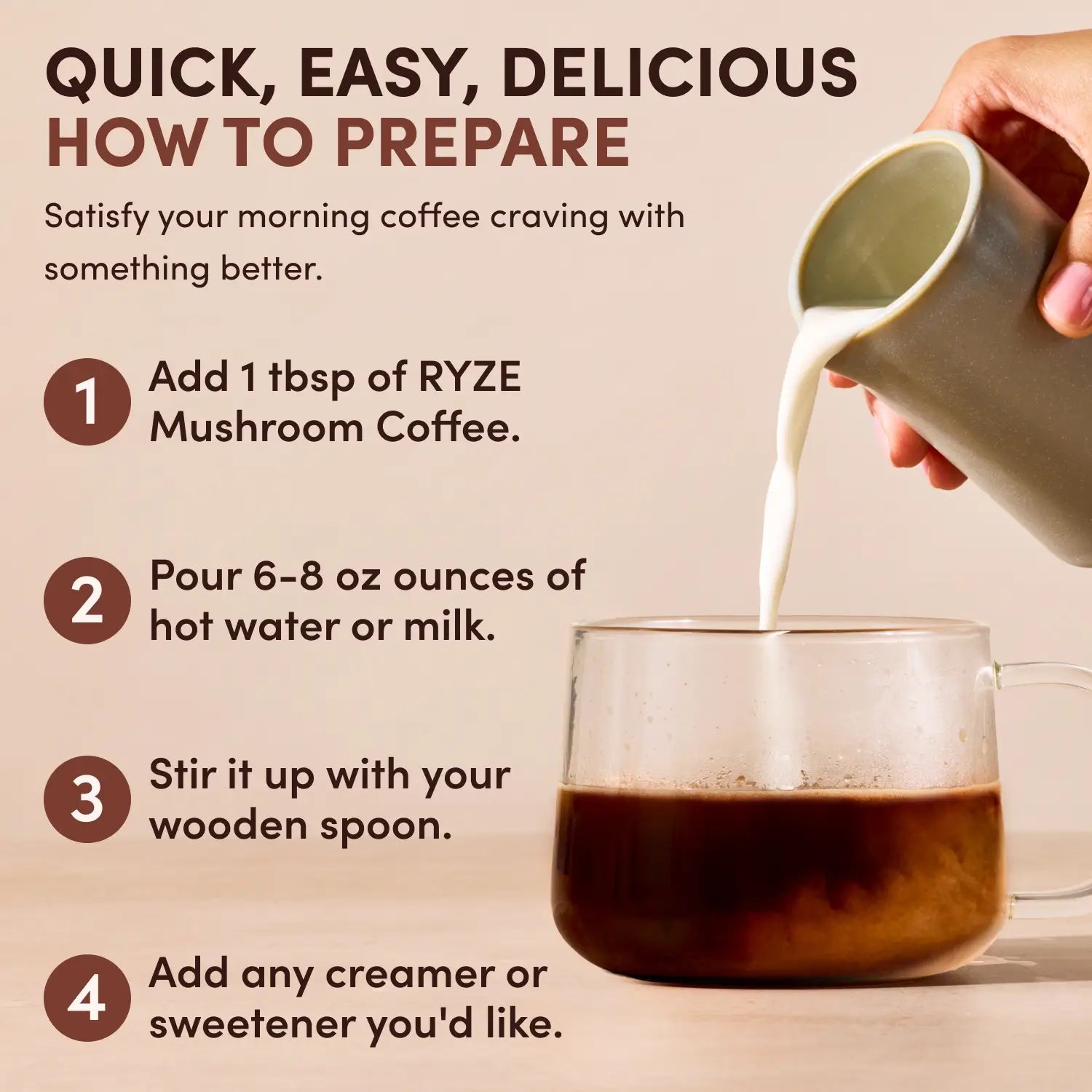 Mushroom Coffee Dark Roast (30 Servings) - Low Caffeine Morning Coffee