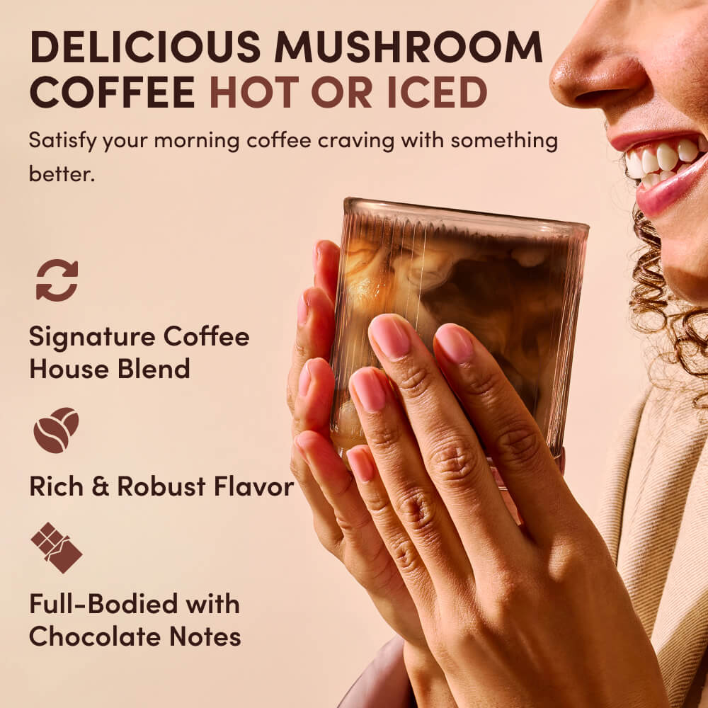 Mushroom Coffee Dark Roast (30 Servings) - Low Caffeine Morning Coffee