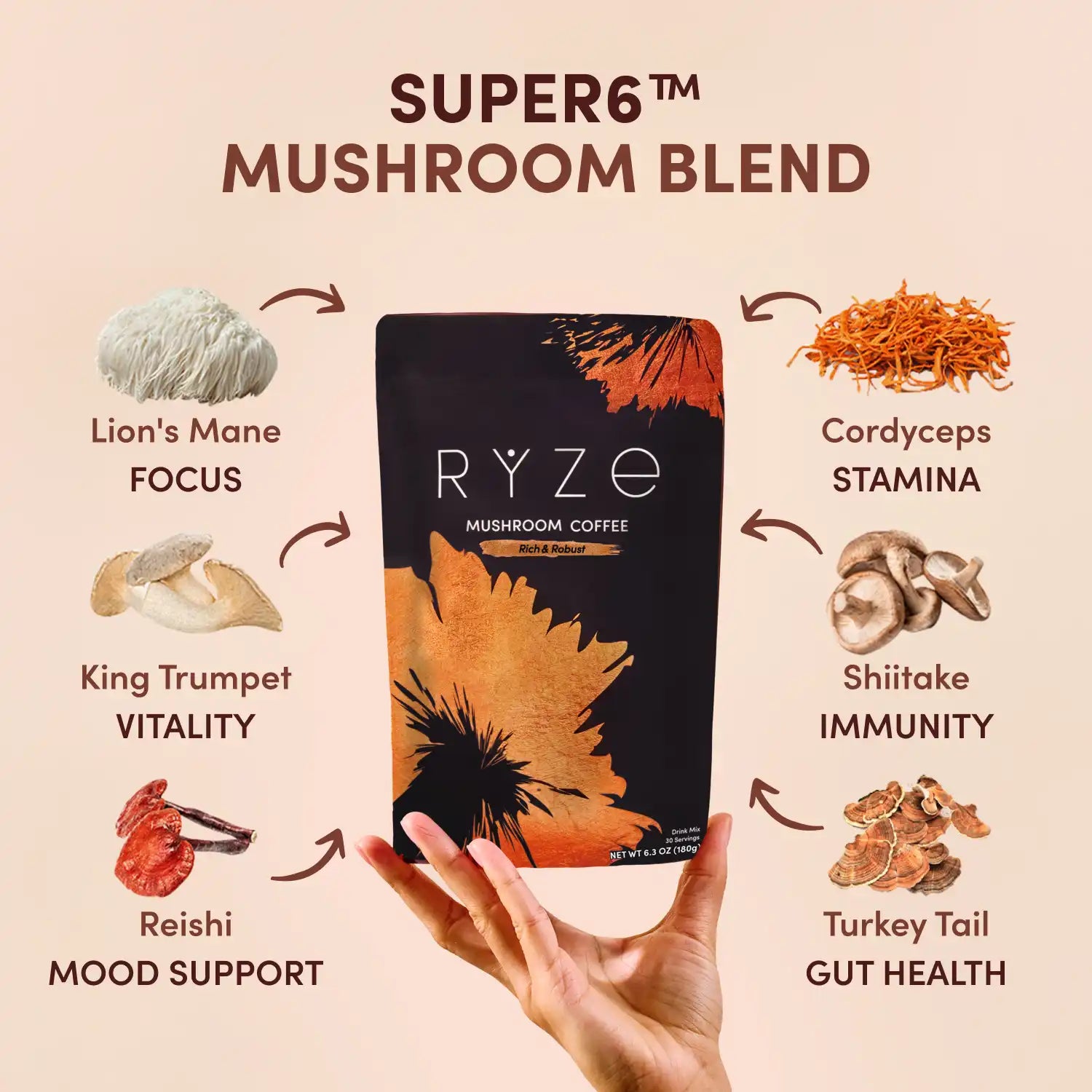 Mushroom Coffee Dark Roast Starter Kit (60 servings) - Balanced Energy Coffee